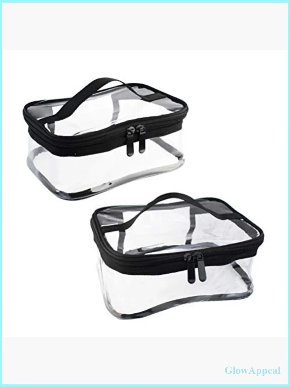 2 Pack Clear PVC Travel Cosmetic Bag Waterproof Toiletry Organizer with Handle